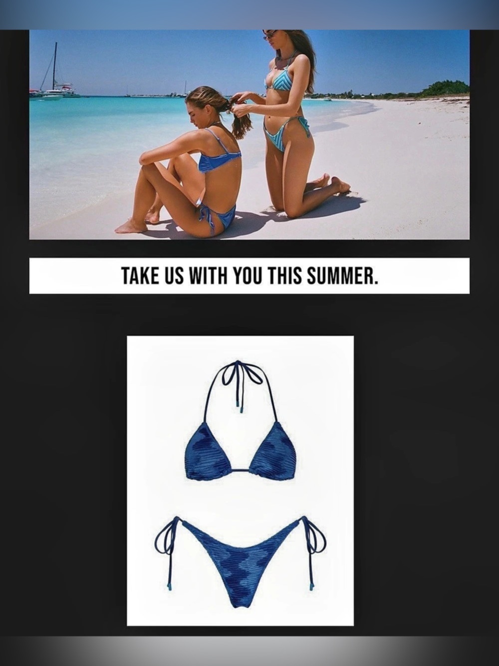 Triangl- Blue Triangle Bikini Set with Zip Pouch